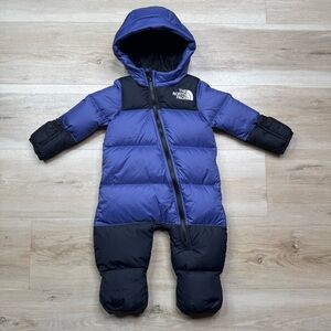 The North Face Baby Nuptse 700 Fill 1 Piece Snowsuit -Cave Blue- 12-18 Months